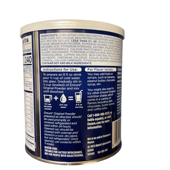 Ensure Original Nutrition Powder Vanilla – 14.1 oz – New Sealed exp July 2026 - Picture 3 of 5